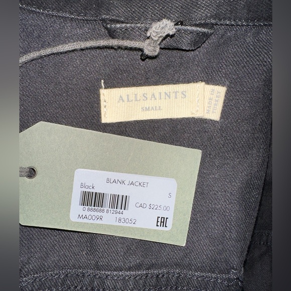 AllSaints Denim Jacket in black. Size: Small - Picture 4 of 4